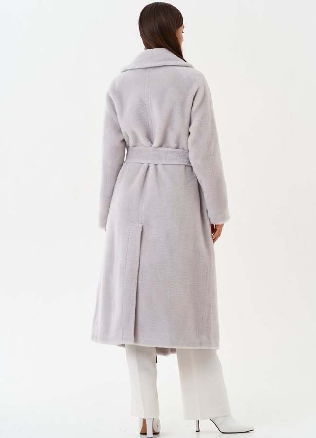 Пальто из шерсти с поясом модель № 28534 универмаг малина