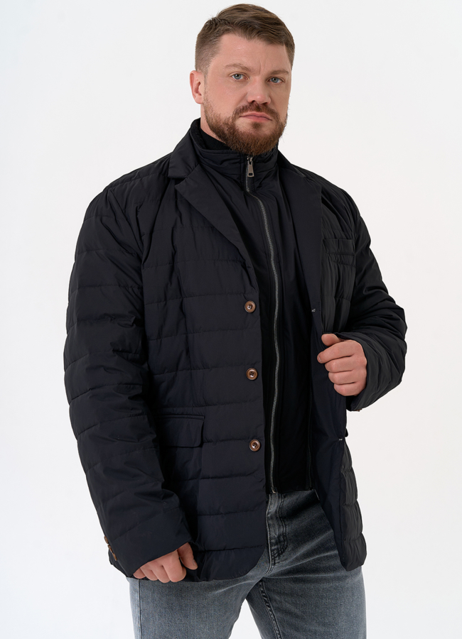 Мужской пуховик со съемной манишкой модель № 31460 универмаг малина