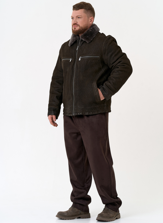 Куртка из натуральной кожи с отделкой из овчины