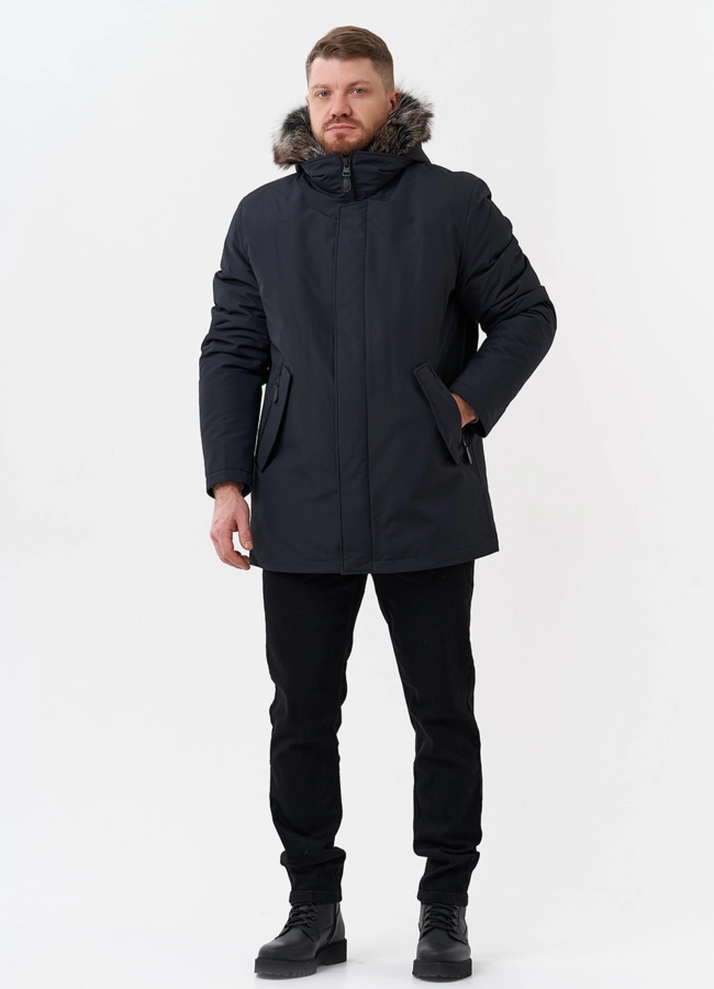 Парка мужская на мехе из волка модель № 29070 в рассрочку