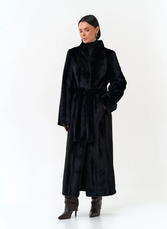 Длинная шуба из эко меха фото