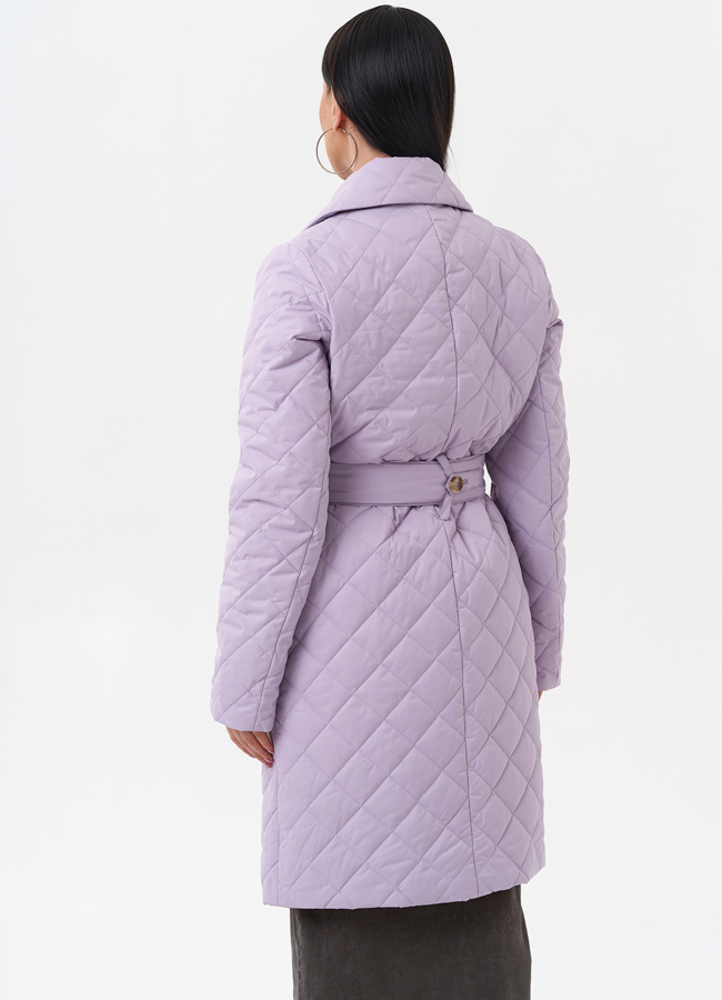 Женское стеганое полупальто с поясом модель № 29544 в рассрочку