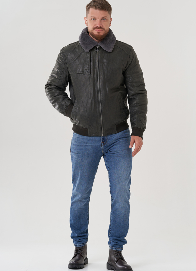 Мужская куртка из натуральной кожи  модель № 82308 в кредит