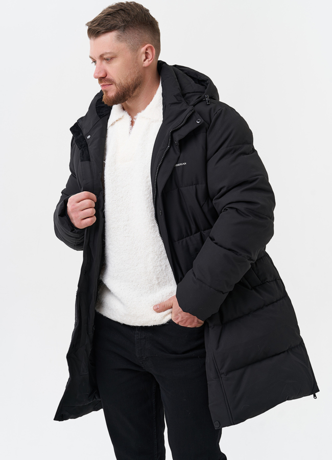 Мужской пуховик с капюшоном  модель № 28269 универмаг малина