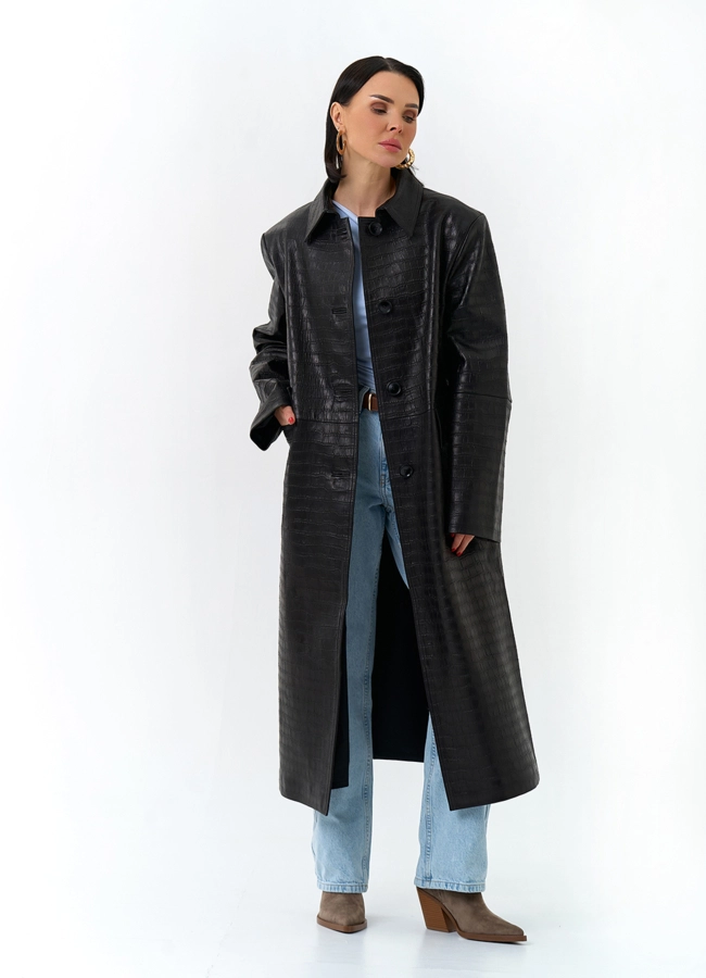Женский плащ из натуральной кожи  модель № 32870 универмаг малина