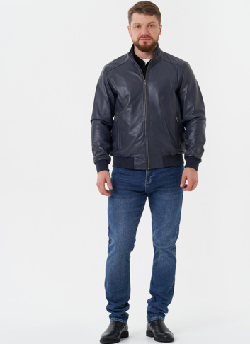 Мужская кожаная куртка "бомбер"