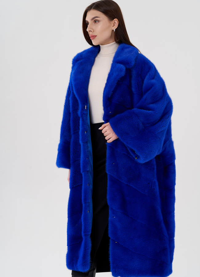 Норковая шуба с английским воротником  модель № 83359 универмаг малина