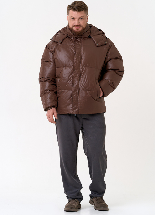 Мужской пуховик коричневого цвета модель № 31465 в кредит