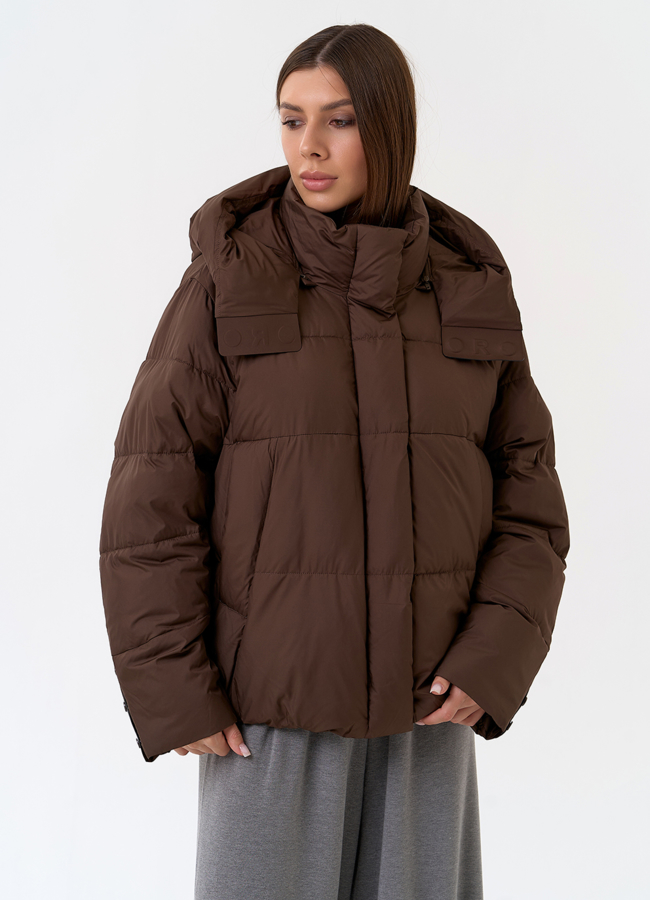 Женский пуховик с капюшоном модель № 31396 универмаг малина