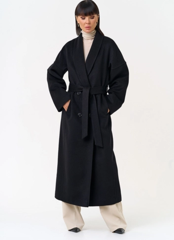 Женское пальто с воротником шаль фото