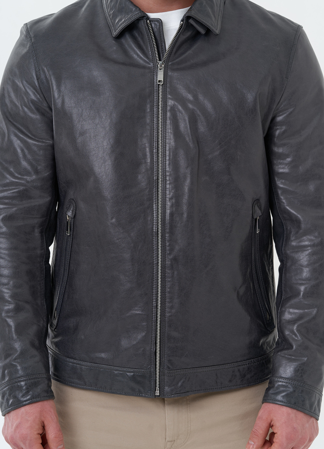 Мужская куртка из натуральной кожи  модель № 30070 универмаг малина