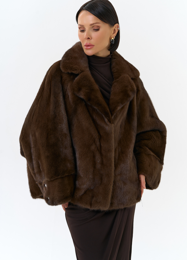 Укороченная шуба из меха норки  модель № 32031 универмаг малина