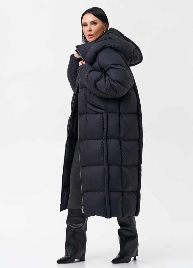 Женский пуховик с капюшоном  модель № 28972 универмаг малина