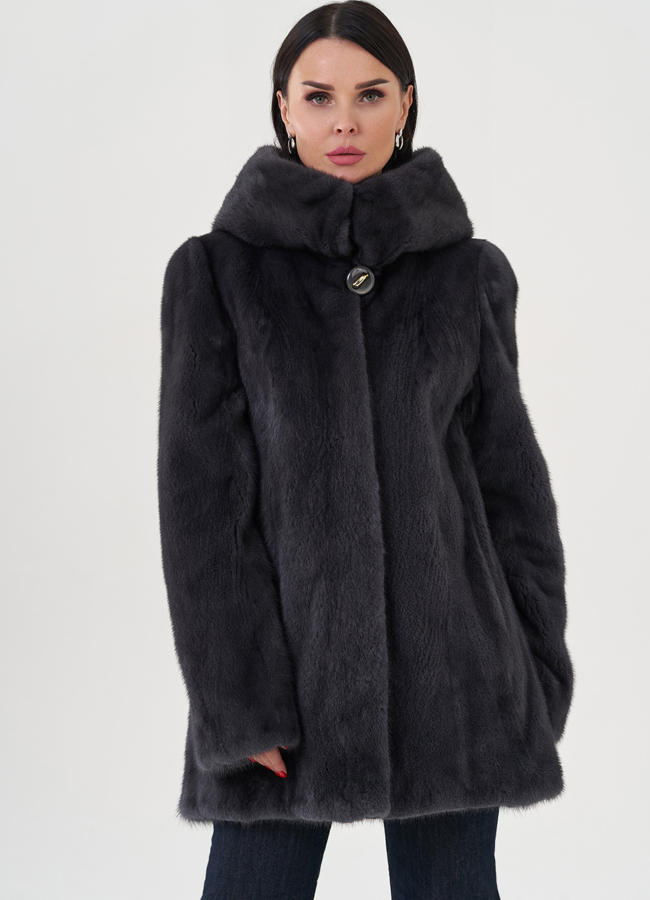 Шуба из норки в цвете графит модель № 31328 универмаг малина